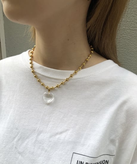 [ネックレス] クリアハート（素材：ステンレス）