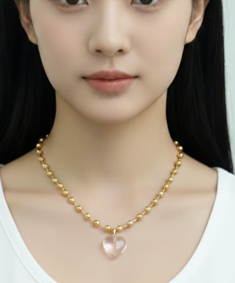 ネックレス] クリアハート（素材：ステンレス) | auca's STORE