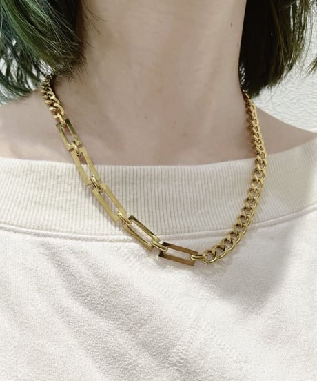[ネックレス] アシンメトリーチェーン（素材：ステンレス）