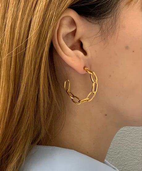[ピアス]  Cカールチェーン（素材：ステンレス）
