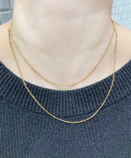 [ネックレス] レイヤードタイニーボール（素材：ステンレス）