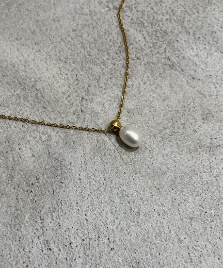 [ネックレス] シンプルパール（素材：ステンレス）