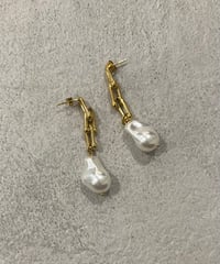 [ピアス] ビックチェーンパール（素材：ステンレス）