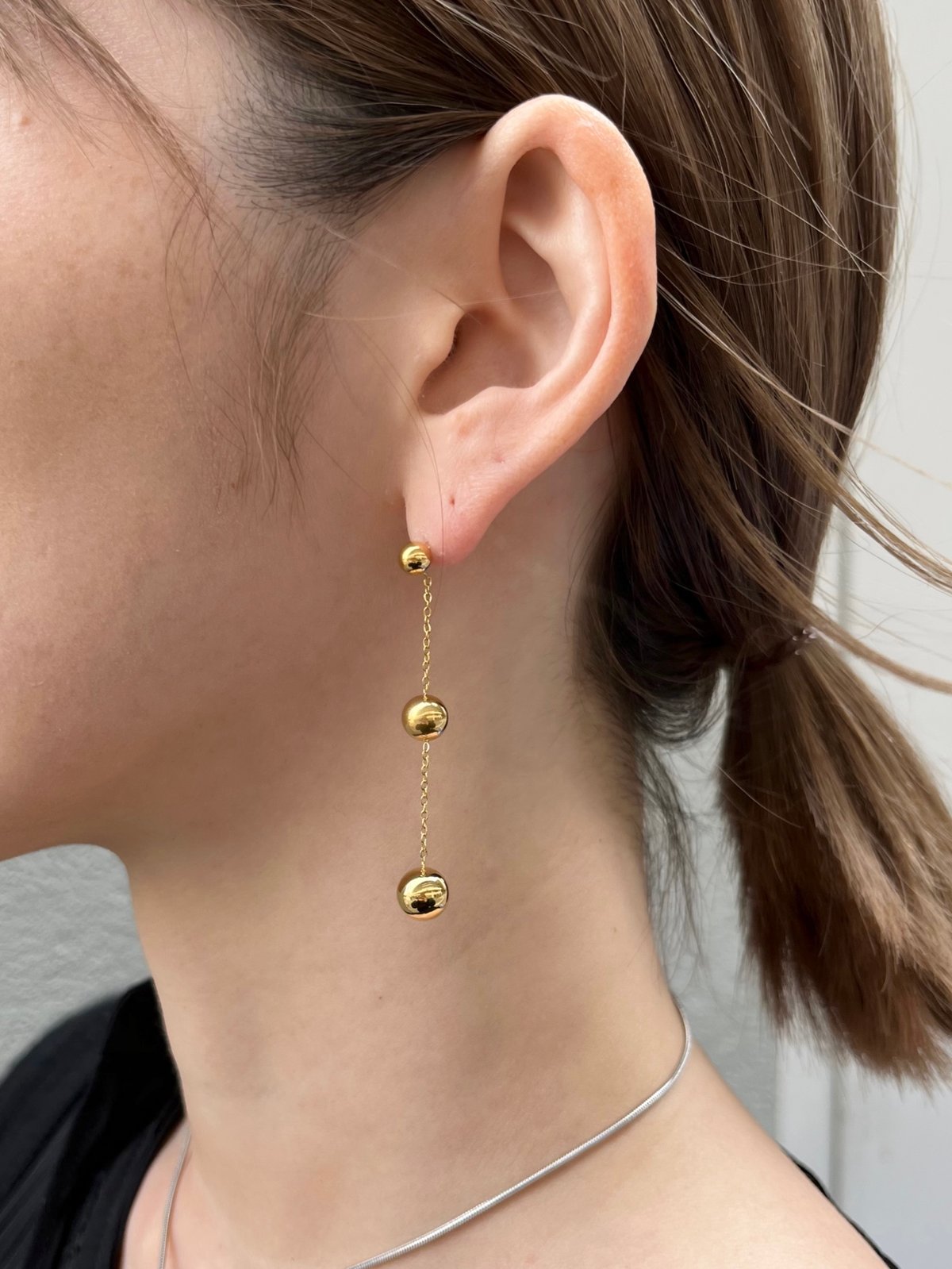 himie ケシパール ボールチェーンピアス Keshi pearl ball chain