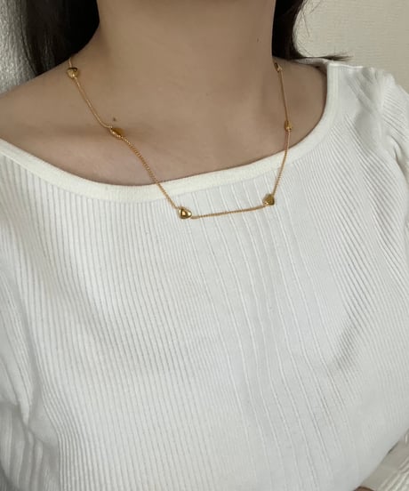 [ネックレス] プチハートチェーン（素材：ステンレス）