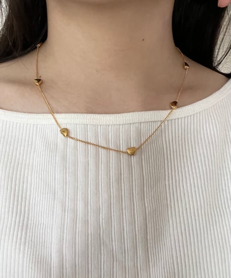 [ネックレス] プチハートチェーン（素材：ステンレス）