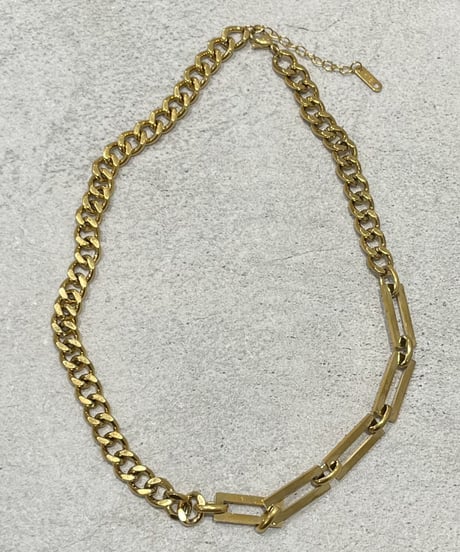 [ネックレス] アシンメトリーチェーン（素材：ステンレス）