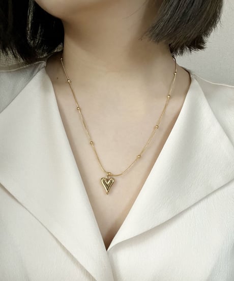 [ネックレス]　シェイプハート（素材：ステンレス）