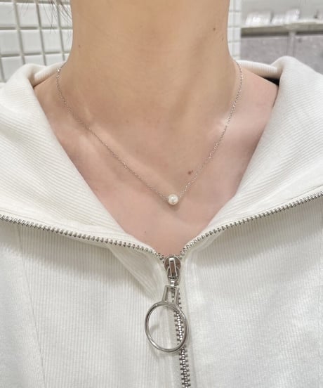 [ネックレス] シルバー＆ゴールドパール（素材：ステンレス）