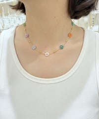 [ネックレス] パステルフラワーチェーン（素材：ステンレス）