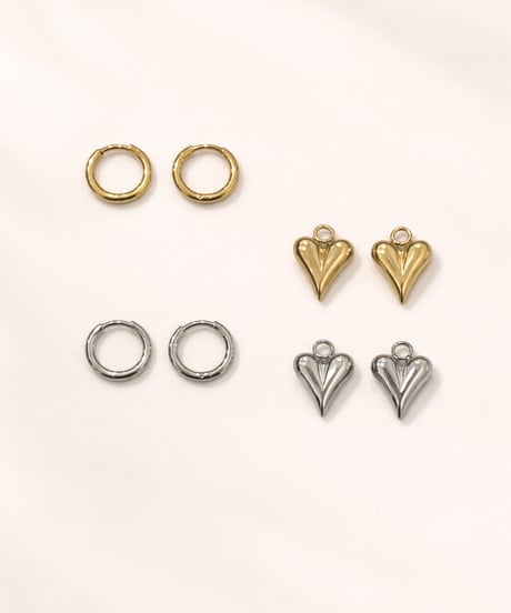 [ピアス] 2wayシャープハート（素材：ステンレス）