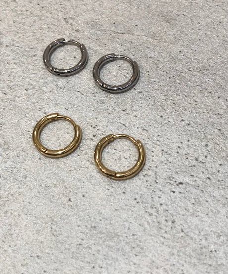 [ピアス] 12mmスキニー フープ/ゴールド/シルバー（素材：ステンレス)