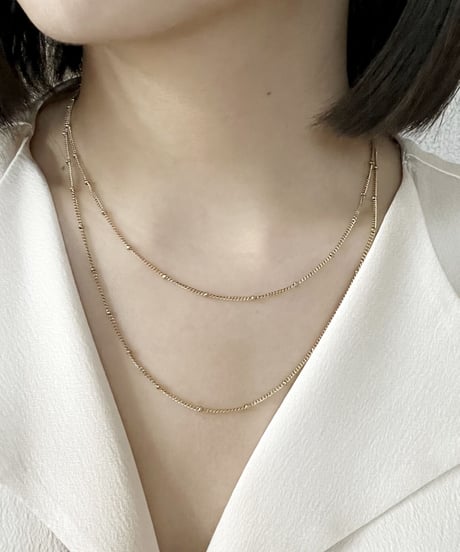 [ネックレス] レイヤードタイニーボール（素材：ステンレス）