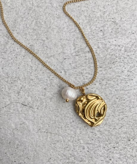 [ネックレス]　フラットパール（素材：ステンレス）