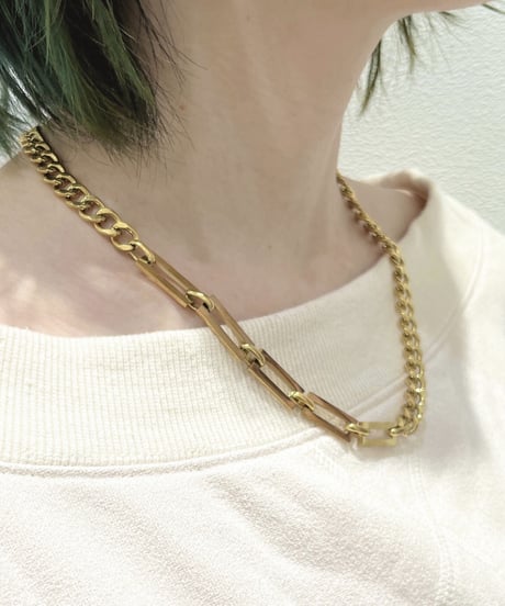 [ネックレス] アシンメトリーチェーン（素材：ステンレス）