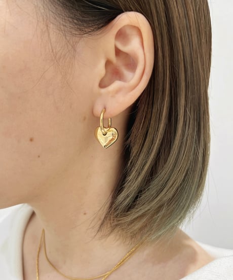 [ピアス]　2wayハート（素材：ステンレス）