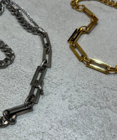 [ネックレス] アシンメトリーチェーン（素材：ステンレス）