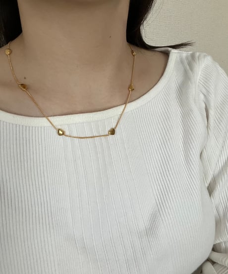 [ネックレス] プチハートチェーン（素材：ステンレス）