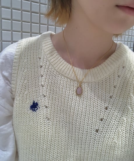 [ネックレス] ピンクストーン（素材：ステンレス）