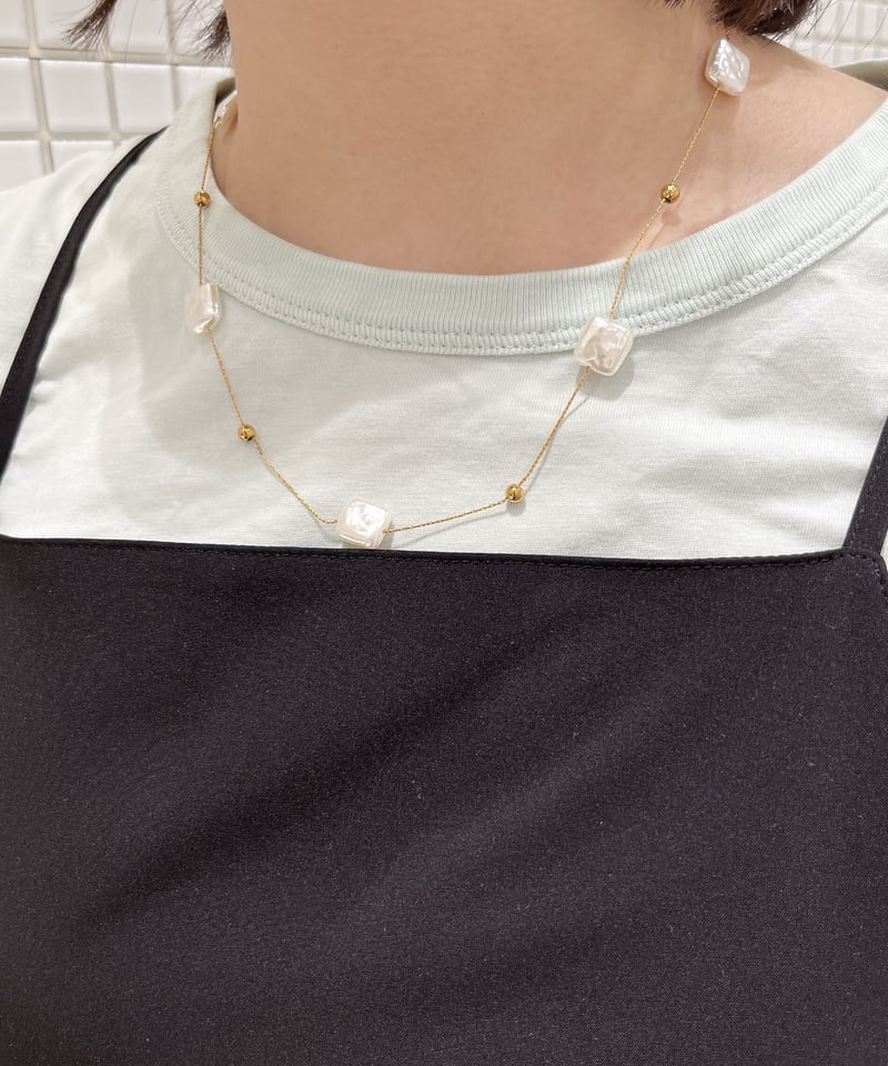 ネックレス] スクエアパール（素材：ステンレス） | auca's STORE