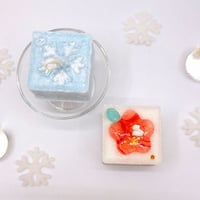 【生産終了：展示のみ】雪あそび キャンドル　白＆水色 2個セット　fu-ka Candle