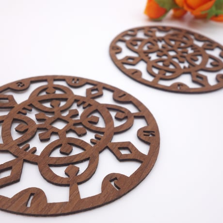 コースター/ま～るい町　かわいい木のコースター