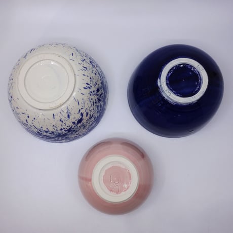 ボウル3点セット（ピンク+青セット/青セット）・北イタリアのハンドメイド