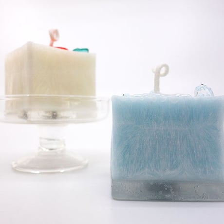 【生産終了：展示のみ】雪あそび キャンドル　白＆水色 2個セット　fu-ka Candle