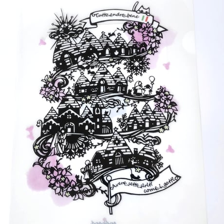 切り絵【A4】クリアファイル 2枚組– .andhandオリジナル/ポジティブワード、イタリアの楽しいことわざ