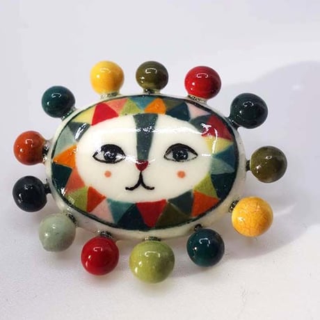 【1点もののため展示のみ】お日さまみたいなライオンブローチ―