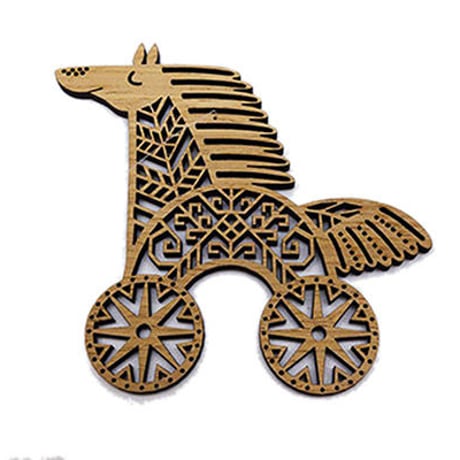 The Sun Wheel Horse お日さま車輪のお馬さん・リトアニアの木の飾り・木のオーナメント