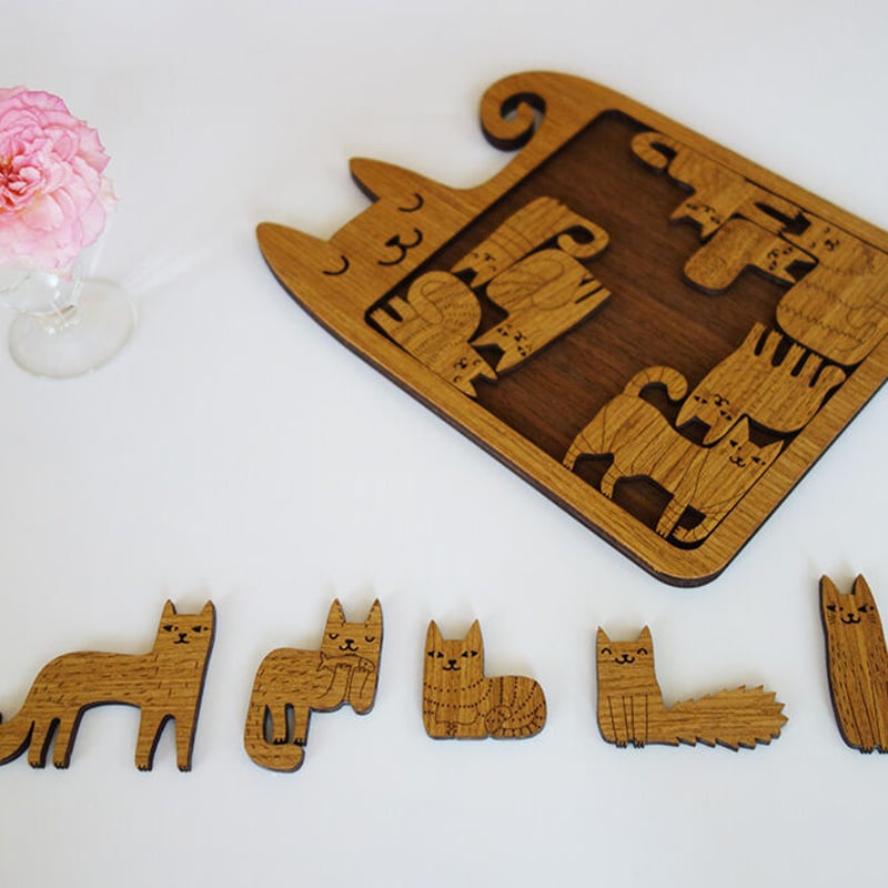 オーダー受付パネル♡猫バス❤︎レアパネル♦︎パネルのみOK パズル】にぎやかネコまみれパズル・リトアニアの木のおもちゃ | .andhand