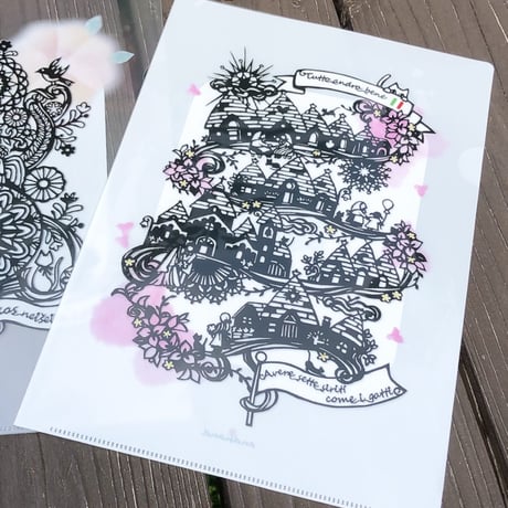 切り絵【A4】クリアファイル 2枚組– .andhandオリジナル/ポジティブワード、イタリアの楽しいことわざ