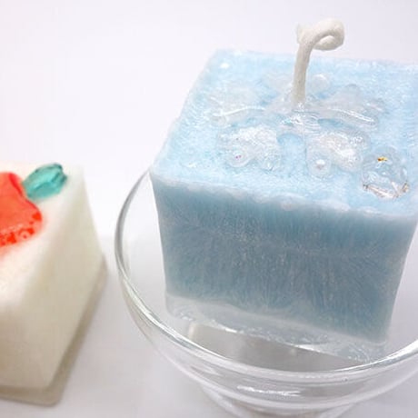 【生産終了：展示のみ】雪あそび キャンドル　白＆水色 2個セット　fu-ka Candle