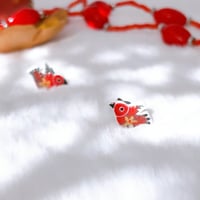 Red Bird Earrings 赤い小鳥のピアス―リトアニアのハンドメイド