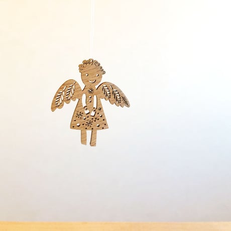 ★mini★ Angel of powder snow 粉雪ドレスの天使・木のオーナメント