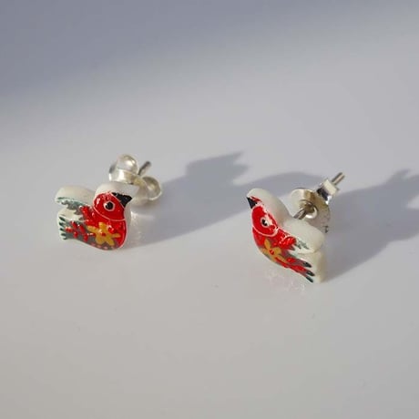 Red Bird Earrings 赤い小鳥のピアス―リトアニアのハンドメイド