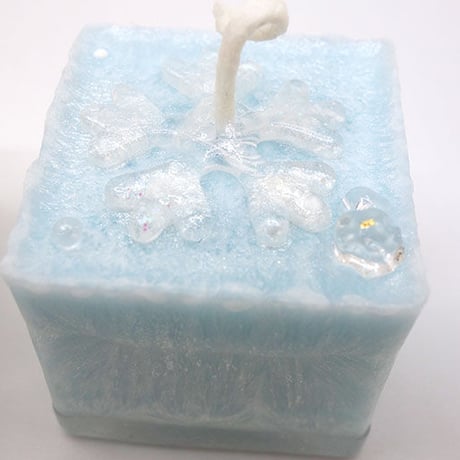 【生産終了：展示のみ】雪あそび キャンドル　白＆水色 2個セット　fu-ka Candle