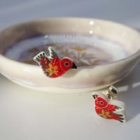 Red Bird Earrings 赤い小鳥のピアス―リトアニアのハンドメイド