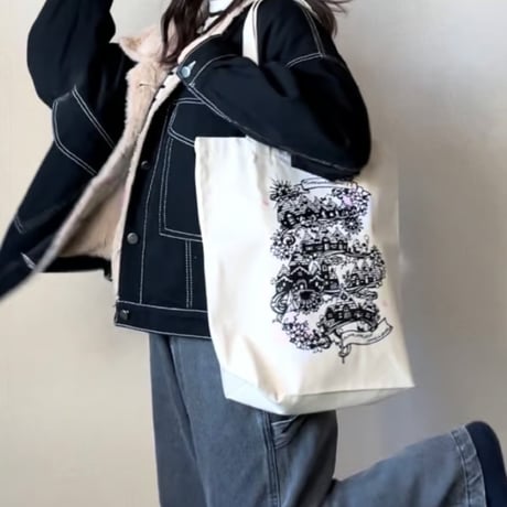 ポジティブことわざ切り絵トートバッグ – .andhandオリジナル/イタリアの元気が出ることわざトート　内ポケット付き