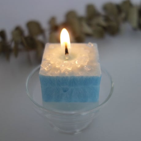 【生産終了：展示のみ】雪あそび キャンドル　白＆水色 2個セット　fu-ka Candle