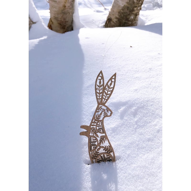 Snow Rabbit スノウラビット（雪うさぎ）・木のオーナメント