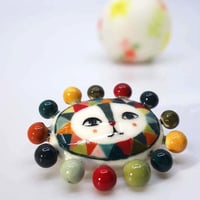 【1点もののため展示のみ】お日さまみたいなライオンブローチ―