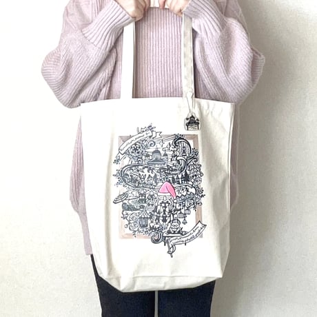 ポジティブことわざ切り絵トートバッグ – .andhandオリジナル/フィンランドの楽しいことわざトート　内ポケット付き