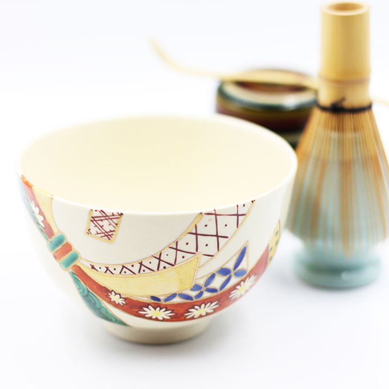 仁清色絵束のし茶碗 | 梅村商店