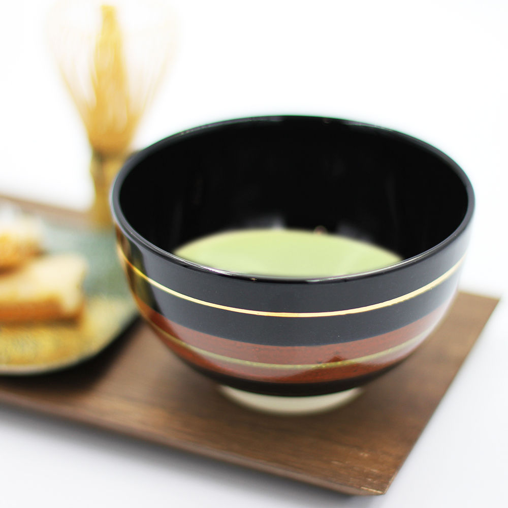 黒仁清色絵駒筋野点茶碗（小茶碗・旅茶碗） | 梅村商店