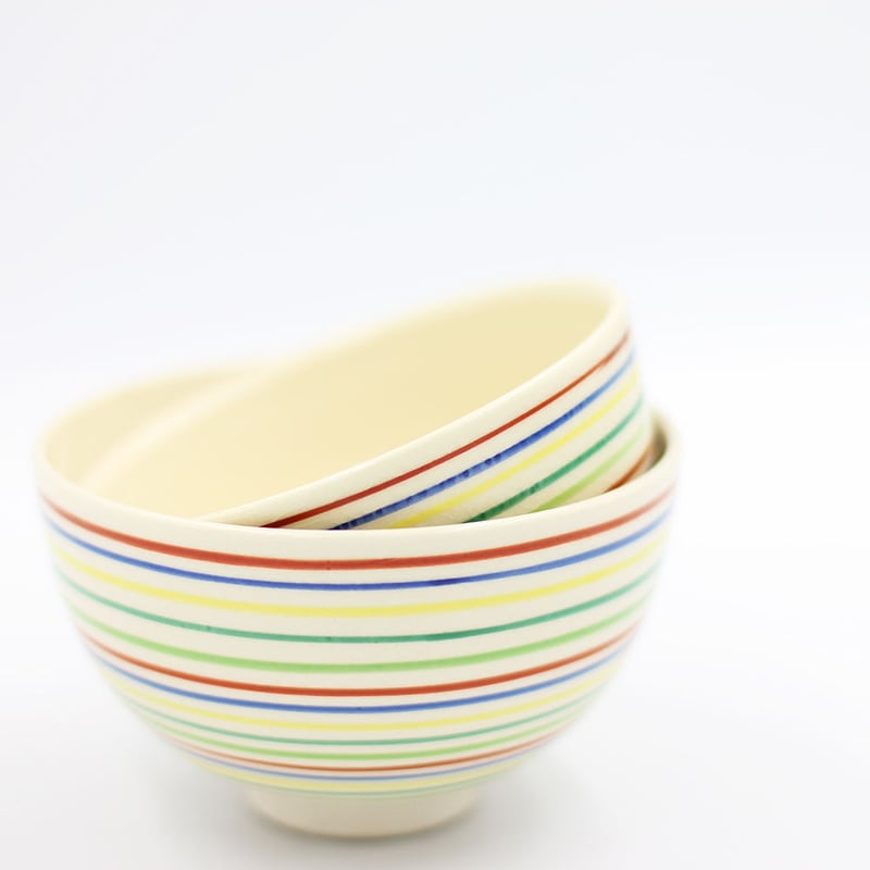 仁清色絵千段駒筋野点茶碗（小茶碗・旅茶碗） | 梅村商店