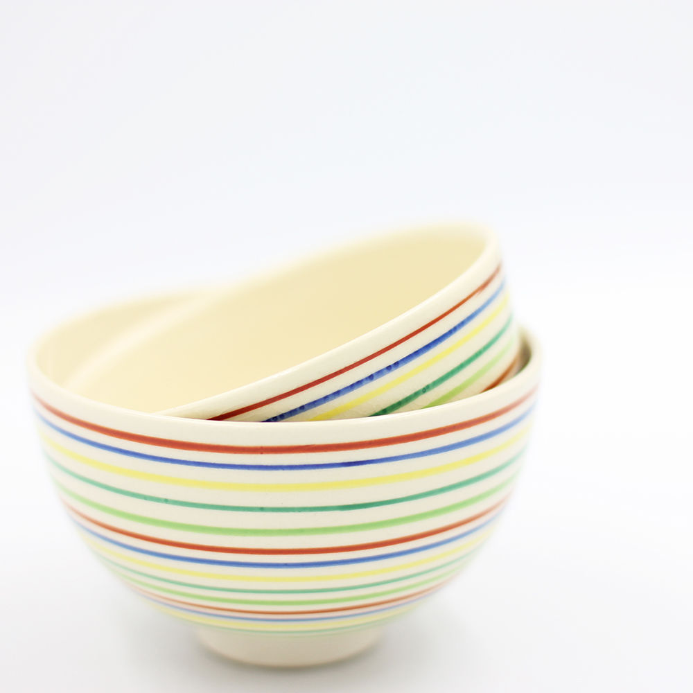 仁清色絵千段駒筋野点茶碗（小茶碗・旅茶碗） | 梅村商店