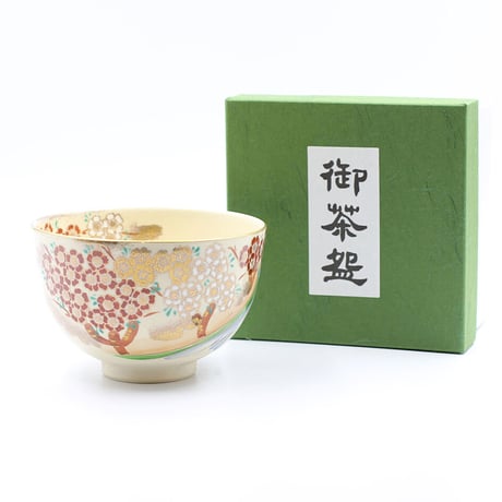 仁清色絵流水桜茶碗