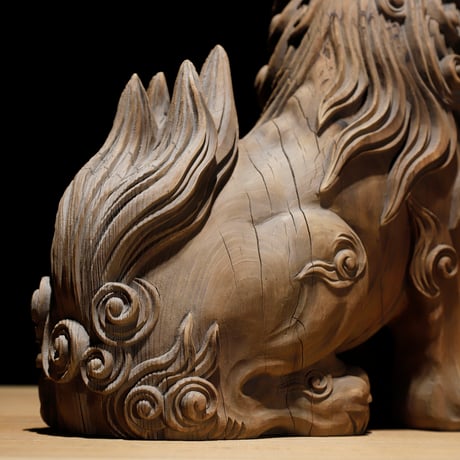 阿吽 木彫狛犬獅子 江戸期